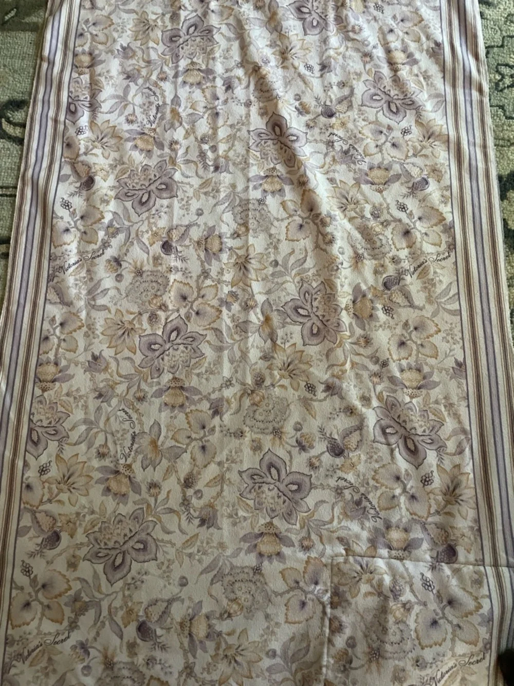 Victoria's Secret Pastel Lavender Floral Drawstring Backpack towel